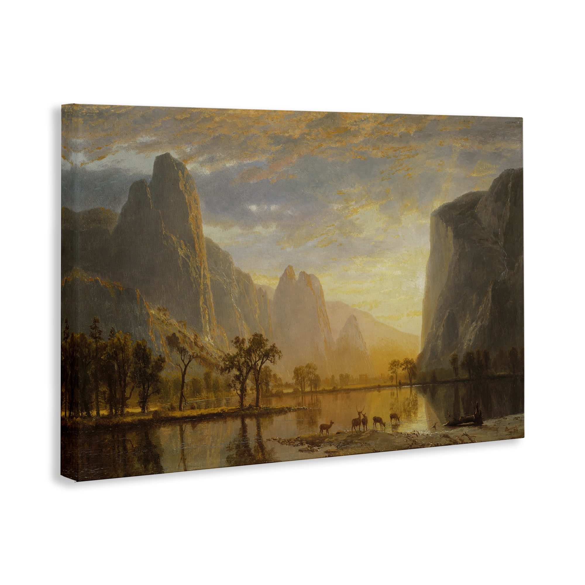Stupell Industries Classic Bierstadt Yosemite Landscape Landscape & Nature Painting Wrapped Canvas Art Print Wall Art, 36 x 24