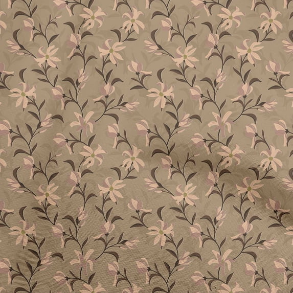 oneOone Viscose Chiffon Tawny Brown Fabric Floral Retro Fabric For Sewing Printed Craft Fabric By The Yard 42 Inch Wide