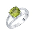 thumbnail image 2 of Sterling Silver with Natural Peridot and White Topaz Split-Shank Cocktail Ring, 2 of 3
