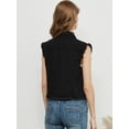 thumbnail image 4 of Womens Distressed Denim Button Up Sleeveless Crop Vest, Black, Large, 4 of 4