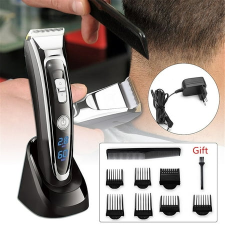 12in1 Stainless Steel Lithium Ion Rechargeable Hair Clipper Beard Trimmer LED Display Ceramic Electric Blade Razor for Body Hair