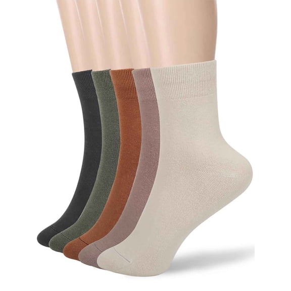 WMNTST Womens Crew Socks 5 Pairs Seamless Solid Color Soft Sock Comfortable Classic Minimalist Casual Socks