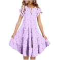 thumbnail image 3 of QSXADF Girls' Summer Casual Dress Sundress Girls' Summer Short SleevedSleeve Round Neck Heart Print Waist Pocket Layered Dress Summer Outfits, 3 of 6