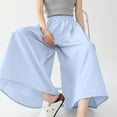 thumbnail image 3 of HAiming Womens Palazzo Pants Dressy Casual Wide Leg Elastic Waist Capris Open Bottom Pants with Pockets Solid Color, 3 of 7