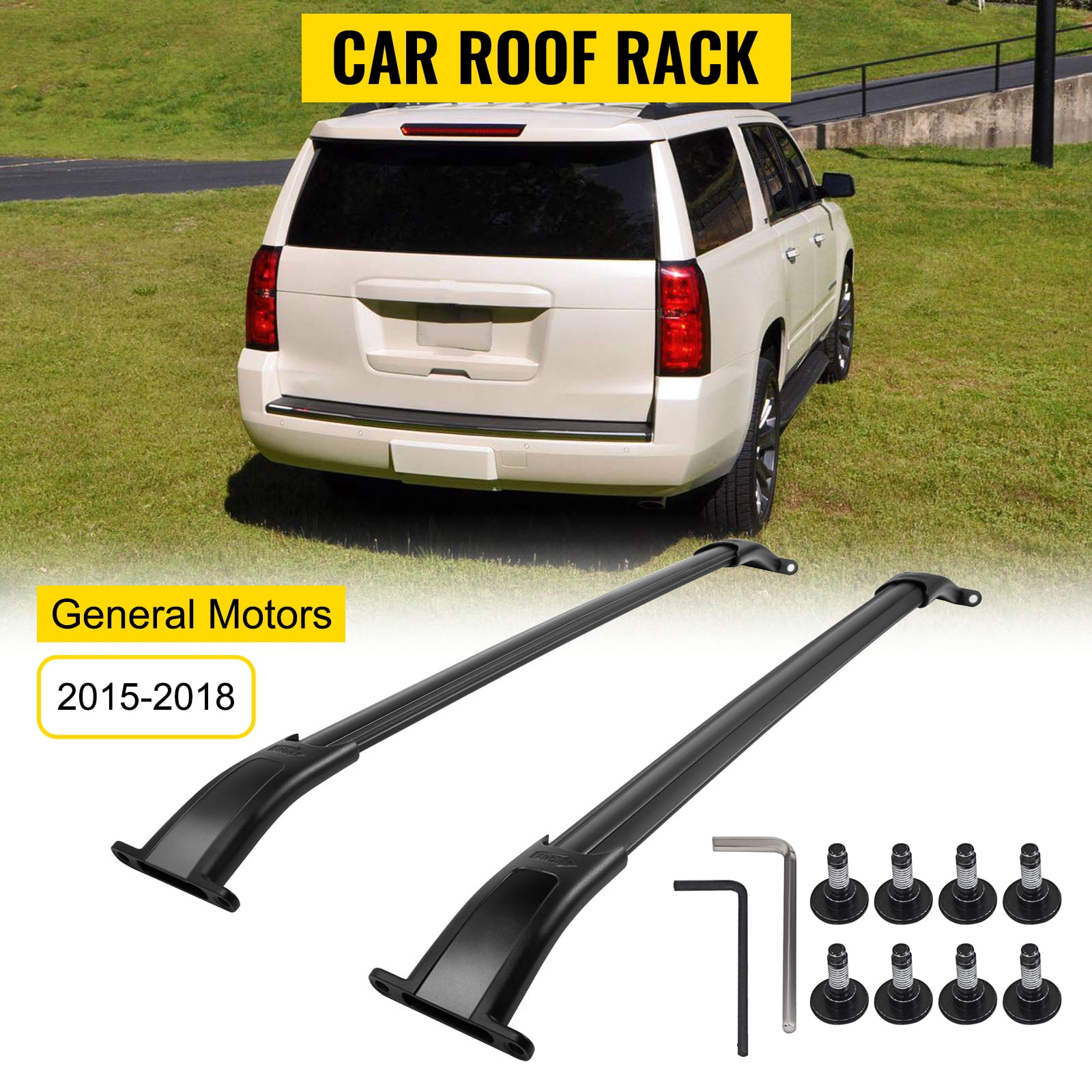 AUXKO Car Cross Bars Roof Racks Compatible for 2015-2020 Chevrolet Tahoe/Chevy Suburban/GMC Yukon & Yukon XL/Cadillac Escalade Aluminum Rooftop Luggage Crossbars Replacement