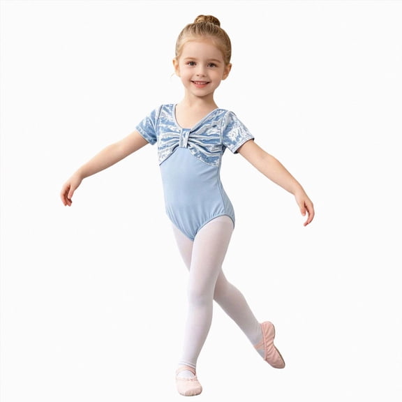 mgoYE Girls Leotard for Ballet Dance Gymnastics Toddler Kids Outfits(Light Blue,110)