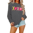 thumbnail image 3 of Valentine Day Sweatshirt for Women Love Heart Printed Pullover Sweatshirt Cute Long Sleeve Crew Neck Casual Tops Grey L, 3 of 6