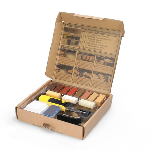 Home Household Laminate Repairing Kit Floor Repairs Kit DIY Multifunctional Wood Board Repairs Tool Kit Wooden Floor Scratches Mending Utility Tool Kit with 11 Wax Blocks