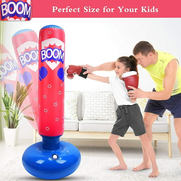 Inflatable Kids Punching Bag, Bounce Back Boxing Bag, Punch Bags Kids Toys  with Thicken Premium PVC for 3-10 Years Old Children