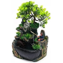 Indoor & Outdoor Zen Waterfall, Desktop and Tabletop Fountain, Decoration, Water Feature with Colour Changing LED Lighting, Zen Meditation Waterfall, Old Man Black