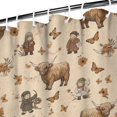 thumbnail image 3 of Beige Highland Cow Figure Butterfly Pattern Shower Curtain 72"x72" ,Bathroom Decorative Shower Curtains Set with 12 Hooks,Modern Waterproof Washable Shower Curtain, 3 of 6