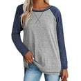 thumbnail image 1 of Chemises à Manches Longues pour Femmes Col Rond Raglan Tunique Décontractée Haut Ample Coton T-Shirt d'Automne, 1 of 5