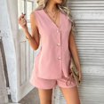 thumbnail image 5 of Women's Shorts Women'S 2 Piece Summer Outfits Tank Top With Shorts Sets Beach Vacation Outfits,Pink Women's Shorts XL, 5 of 7