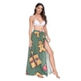 thumbnail image 2 of FORMRS Womens Long Sarong Beach Wrap Semi-Sheer Bikini Skirt Bathing Swimsuit Cover Up, Yellow Christmas Gingerbread, 2 of 7
