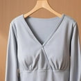thumbnail image 6 of Hesxuno Women Long Sleeve T Shirts V Neck Wrap Cotton Tops Casual Built-In Bra Maternity Shirts Belly friendly Nursing Clothes Summer Spring Lounge Tee Shirts Blue XL, 6 of 6