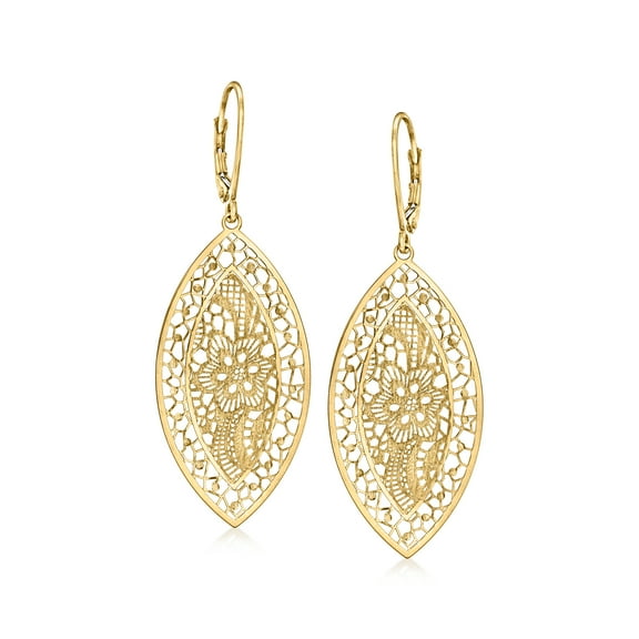 Ross-Simons Italian 18kt Yellow Gold Filigree Drop Earrings, Women's, Adult