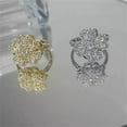 thumbnail image 5 of Elegant Crystal Rotating Clover Leaf Statement Ring for Women Stainless Steel Fashion Adjustable Love Hearted Flower Open Wrap Finger Rings Comfort Fit Lucky Anniversary Jewelry, 5 of 12