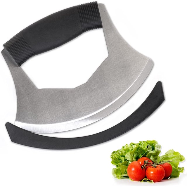 Cuchillo para picar ensalada con funda protectora y mango antideslizante Cuchillo para picar verduras de acero inoxidable