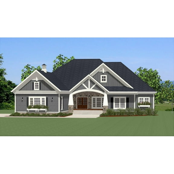 006-42716: Traditional Craftsman 4 Bed, 3 Bath Luxury Home Plan, 2996 Sq Ft: Full Blueprints with License to Build by Home Plan Marketplace - Lesuto