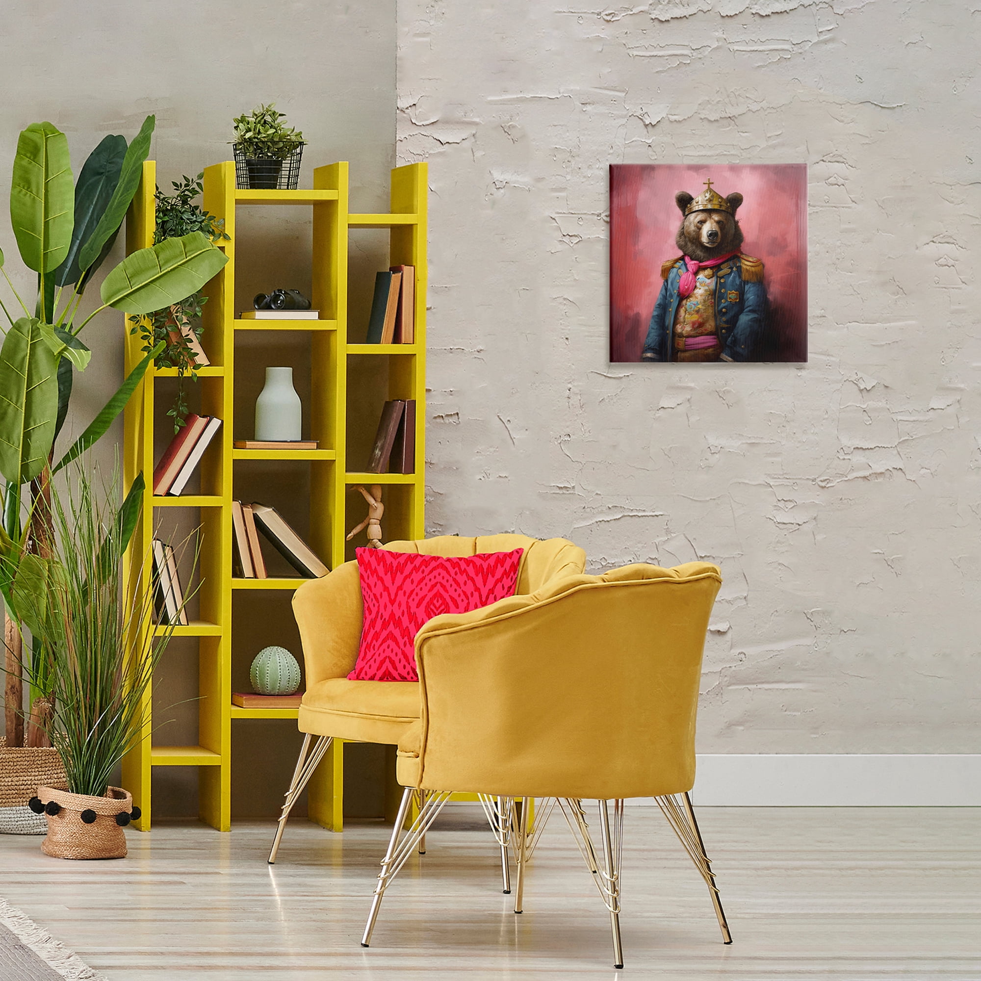 Stupell Industries Regal Bear Portrait Animals & Insects Painting Gallery Wrapped Canvas Art Print Wall Art, 17 x 17