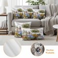 thumbnail image 6 of Spring Flowers Outdoor Waterproof Pillow Covers, Farmhouse Garden Hydrangea Sunflowers Bunny Decorative Square Throw Pillowcase Sofa Cushion Sham for Patio/Couch/Chair, 20"x20" 2 Pack, 6 of 8