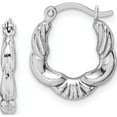 thumbnail image 1 of Sterling Silver Rhodium Plated Hollow Scalloped Hoop Earrings (13 X 13) Made In Indonesia qe8378, 1 of 5
