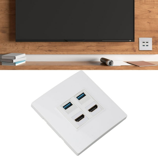 Interfaz Multimedia HD Placa de Pared Ethernet, PlacA de Pared de 4 Puertos 4K 60Hz USB3.0 APACT Snap Fit para Disco Duro para la Computeradora
