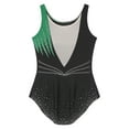 thumbnail image 6 of YONGHS Women's Gymnastic Ballet Ice Skating Dance Leotard Mesh Color Block Bodysuit Tops Dancewear Green XL, 6 of 7