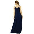thumbnail image 7 of Bimba Women Rayon Night Gown Blue Full Length Long Maxi Spaghetti Strap Sleep Dress-26, 7 of 7