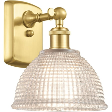

Satin Gold Tone Wall Sconces 8 Wide Steel/Cast Brass/Glass Medium Base 1 Light Fixture