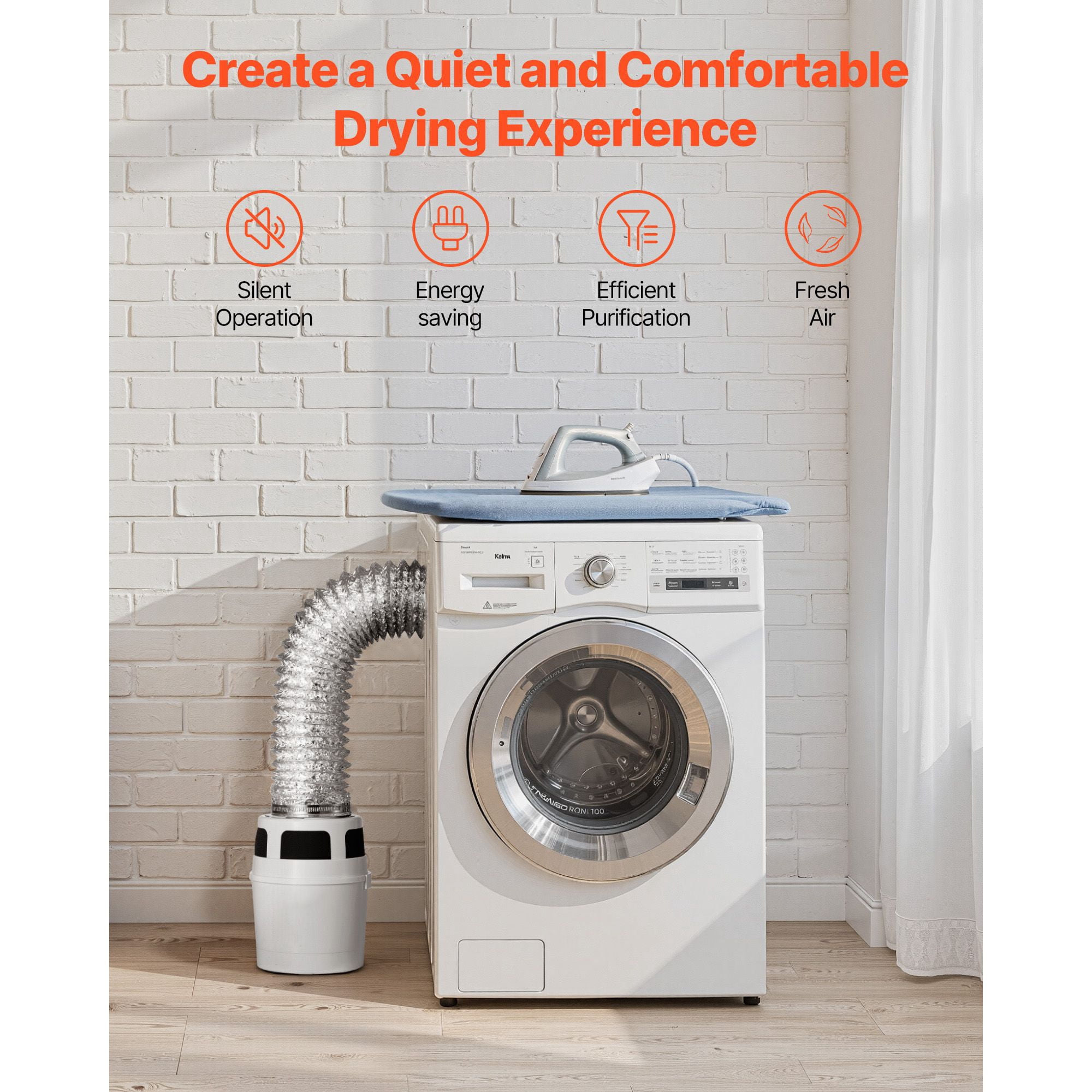 3-in-1 Electric Dryer Vent Kit with Bucket, Includes 4" x 5' Expandable Hose for Apartments&RVs, Lightweight&Easy Setup