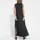 thumbnail image 3 of Vestido largo sin mangas con cuello en V para mujer: color liso, estilo boho, abertura delantera, mezcla de poliéster y spandex, largo hasta el tobillo, para verano, 3 of 8