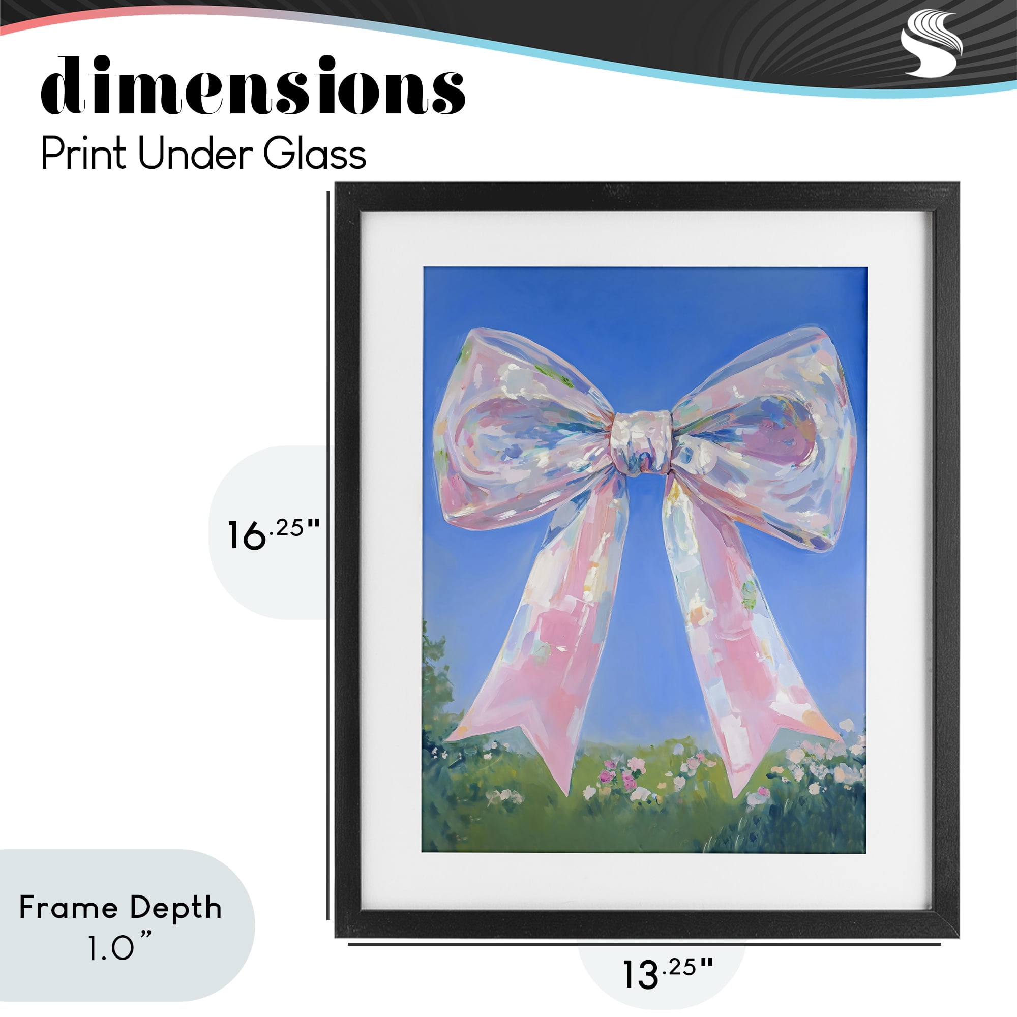Stupell Industries Iridescent Pink Bow in Meadow Black Framed Print Under Glass, design by The Prints Vibe