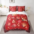thumbnail image 2 of Feelyou Romantic Red Rose Bedding Comforter Set 7pcs for Girl, Spring Flower Botanical King Bedding Sets, Retro French Style Reversible Bed Sheets, Breathable Home Decor, 2 of 8