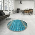 thumbnail image 4 of Ahgly Company Machine Washable Indoor Rectangle Contemporary Marble Blue Area Rugs, 5' x 8', 4 of 7