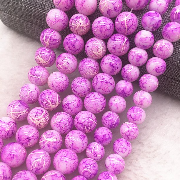 Venta al por mayor, cuentas de cristal de 4/6/8/10mm, patrón de cuentas espaciadoras sueltas redondas para fabricación de joyería, collar de pulsera DIY Tan Jianjun unisex