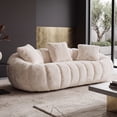 thumbnail image 6 of FFH 75.5" Cloud Couch, Floral-Shaped Bean Bag Sofa, Boneless Loveseat Sofa for Living Room, Plush Faux Fur, Beige, 6 of 9