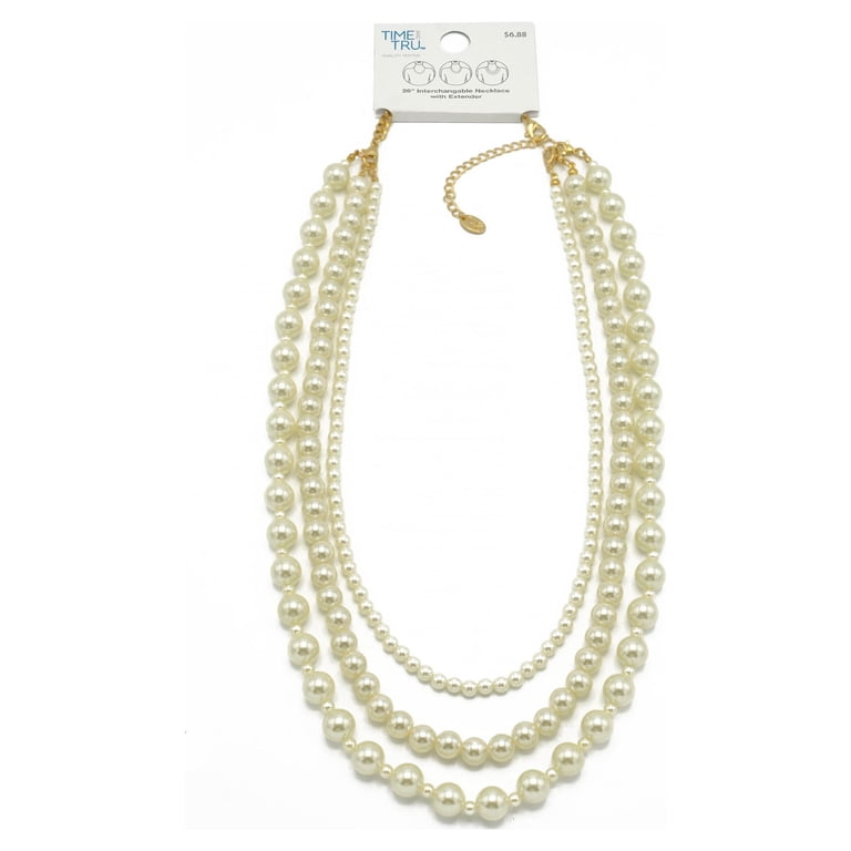 Time and Tru Interchangeable Triple Faux Pearl Necklace photo 2