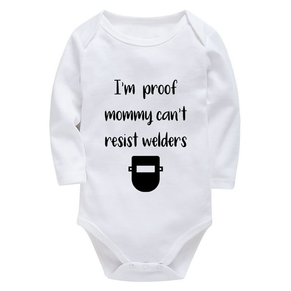 I’m Proof Mommy Can't Resist Welders Baby Rompers Girl Summer Long Sleeve Baby Girls' Bodysuits White Baby Onsies0-3 Months