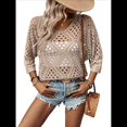 thumbnail image 2 of Suéter de Crochet Calado para Mujer, 3/4, para Salir de Verano. Albaricoque M, 2 of 10