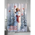 thumbnail image 5 of Fsddascl Merry Christmas Shower Curtain Set - Extra Long 72" x 96" Washable Bathtub Curtain with 12 Hooks, Winter Snowman Xmas Tree Red Bids Snowfall Waterproof Fabric Shower Curtains for Bathroom, 5 of 6
