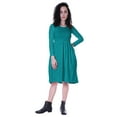 thumbnail image 2 of Moomaya Womens Full Sleeves Gathered Waist Dress Casual Relaxed Fit Swing Dresses w/ Pockets, 2 of 8