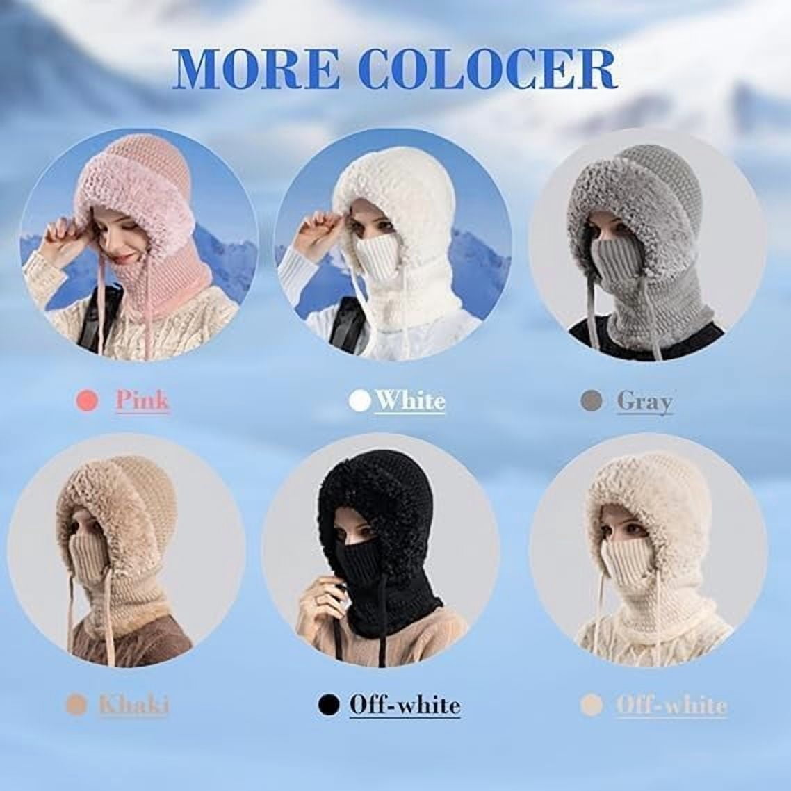 3 in 1 Beanie Hat for Women with Scarf & Mask – Upgrade Winter Warm Knitted Ski Set, Plush Lined Cold Weather Scarf Hat Mask Combo for Fall Winter