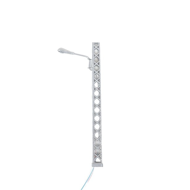 Modelo de lámpara de poste Yuarrent 1:87 Escalera artesanal de un solo cabezal Farolas LED Color Plata