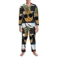 thumbnail image 3 of Yiaed Pineapple With Black Glasses Print Men’s Pajamas Set - Long Sleeve Button Down Sleep Shirt and Pajama Bottoms Sleepwear Set Mens Pjs Sets Men's Pajama Bottoms-XX-Large, 3 of 7