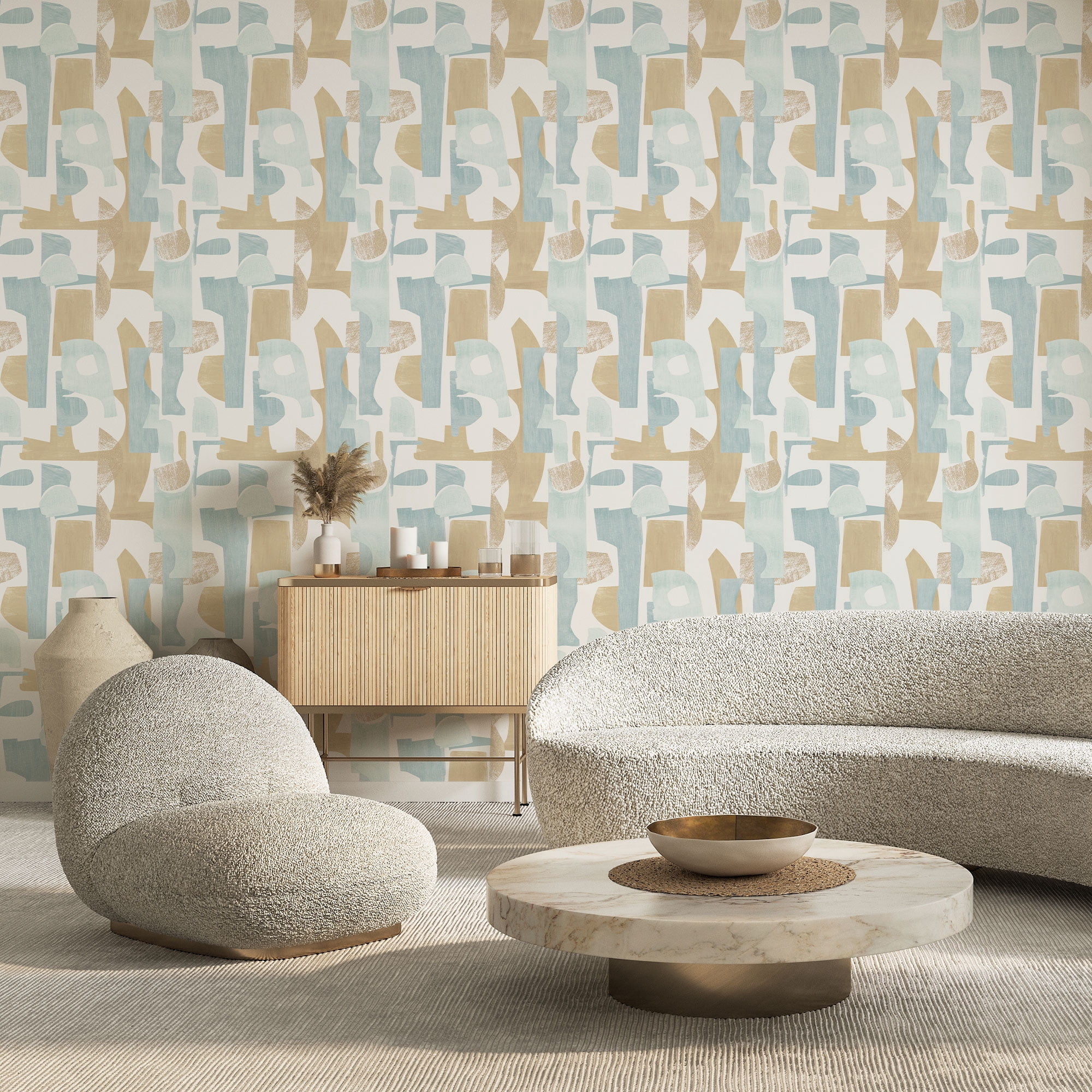 Tempaper Geo Composition Driftwood Peel and Stick Wallpaper, 20.5" x 16.5'