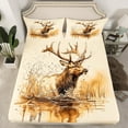 thumbnail image 2 of Manfei Wild Moose Elk Bed Sheets,Jungle Animal King Sheets,Retro Rustic Farmhouse Sheet Set For Boys,Breathable Home Decor,4pcs, 2 of 7