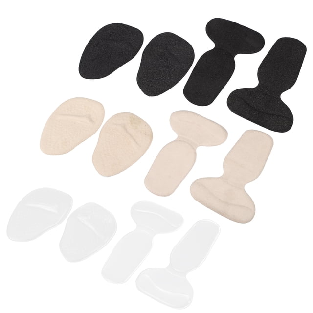 Unique Bargains Silicona Heel Support Cup Pads Cojín de silicona Plantilla ortopédica PU Clear Grey Black 12Pcs