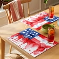 thumbnail image 4 of USA Flag Placemats Set of 8 Independence Day Red Blue Star Stripes Painting Place Mats Indoor Wipeable Table Mats Washable Cloth Dining Table Placemats for Kitchen Holiday Party Home Decor 13x19 Inch, 4 of 9