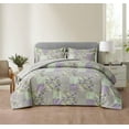 thumbnail image 2 of Chezmoi Collection Daisy 3-Piece Printed Patchwork Comforter Set, Purple Butterfly Botanical Candy Stripe Checkered Lightweight Reversible Microfiber Bedding, Queen Size, 2 of 8